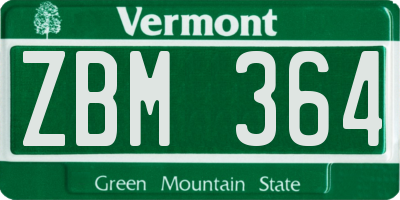 VT license plate ZBM364