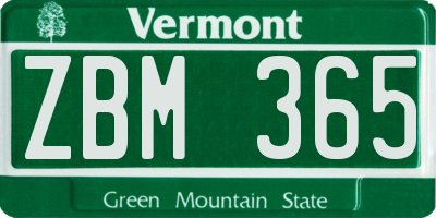VT license plate ZBM365