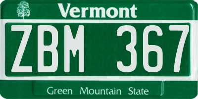 VT license plate ZBM367