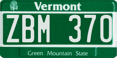 VT license plate ZBM370