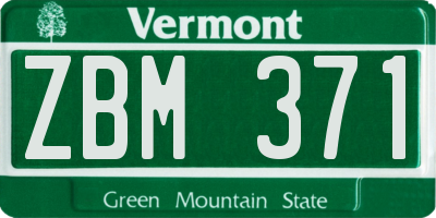 VT license plate ZBM371