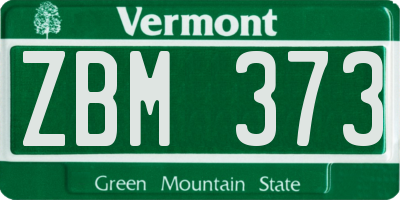 VT license plate ZBM373