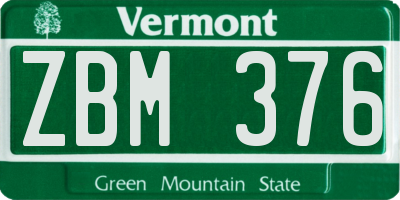 VT license plate ZBM376
