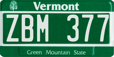 VT license plate ZBM377