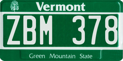 VT license plate ZBM378