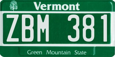 VT license plate ZBM381