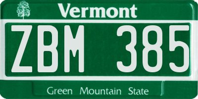 VT license plate ZBM385