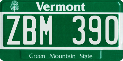 VT license plate ZBM390