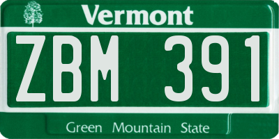 VT license plate ZBM391
