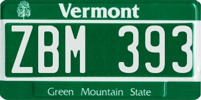 VT license plate ZBM393