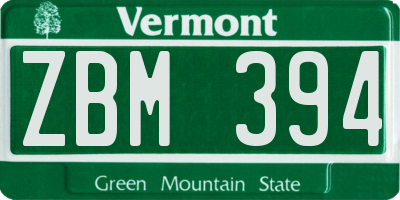VT license plate ZBM394