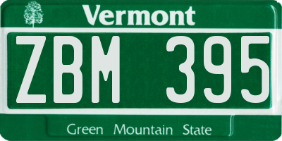 VT license plate ZBM395