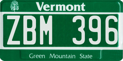 VT license plate ZBM396