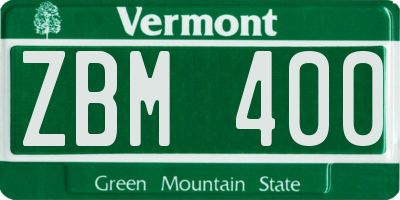 VT license plate ZBM400