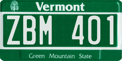 VT license plate ZBM401
