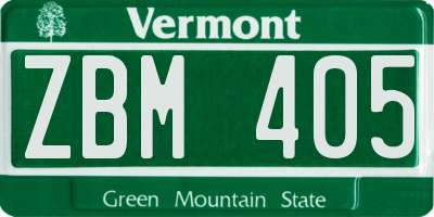 VT license plate ZBM405