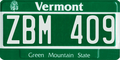VT license plate ZBM409