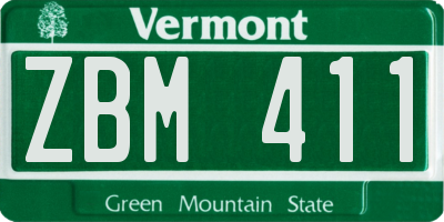 VT license plate ZBM411