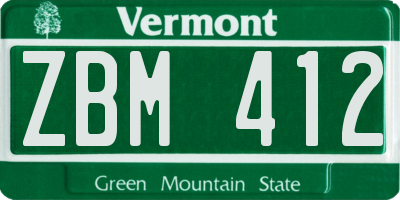 VT license plate ZBM412