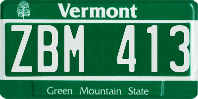 VT license plate ZBM413