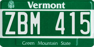 VT license plate ZBM415