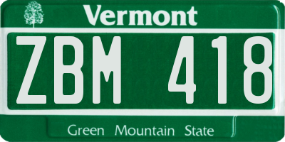 VT license plate ZBM418