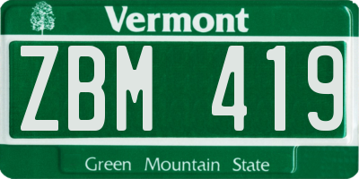VT license plate ZBM419