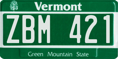 VT license plate ZBM421