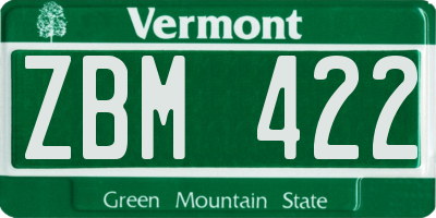 VT license plate ZBM422