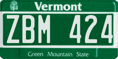 VT license plate ZBM424