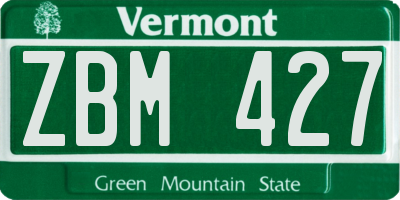 VT license plate ZBM427