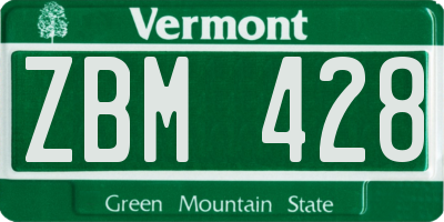 VT license plate ZBM428