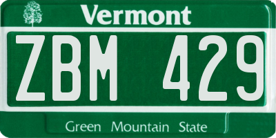 VT license plate ZBM429