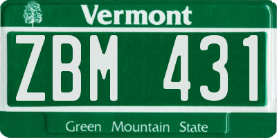 VT license plate ZBM431