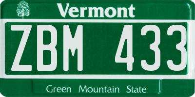 VT license plate ZBM433