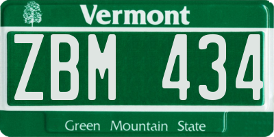 VT license plate ZBM434