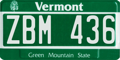 VT license plate ZBM436