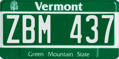 VT license plate ZBM437