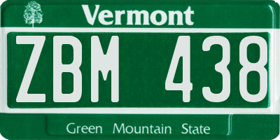 VT license plate ZBM438
