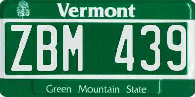 VT license plate ZBM439