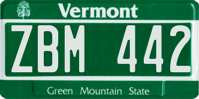 VT license plate ZBM442