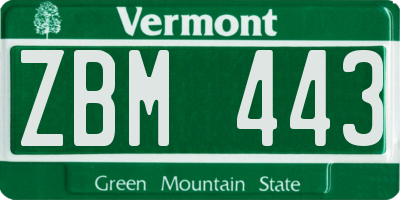 VT license plate ZBM443