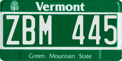 VT license plate ZBM445