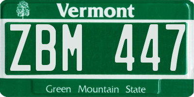 VT license plate ZBM447