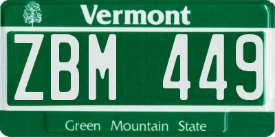 VT license plate ZBM449