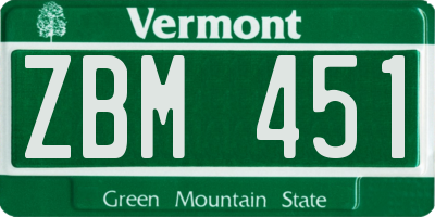 VT license plate ZBM451