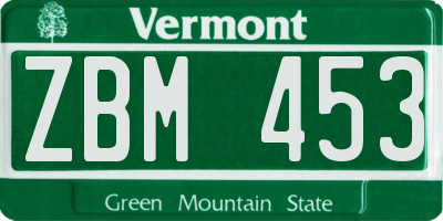 VT license plate ZBM453
