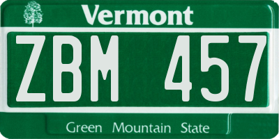 VT license plate ZBM457