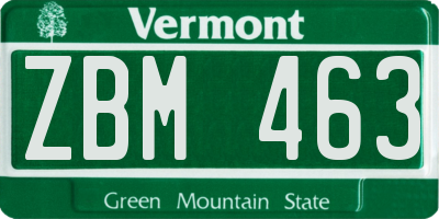 VT license plate ZBM463