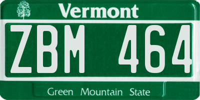 VT license plate ZBM464